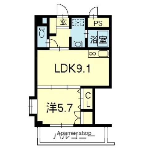 RJR水前寺(1LDK/3階)の間取り写真