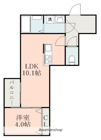 グレイスコート熊本学園大東(1LDK/3階)の間取り写真