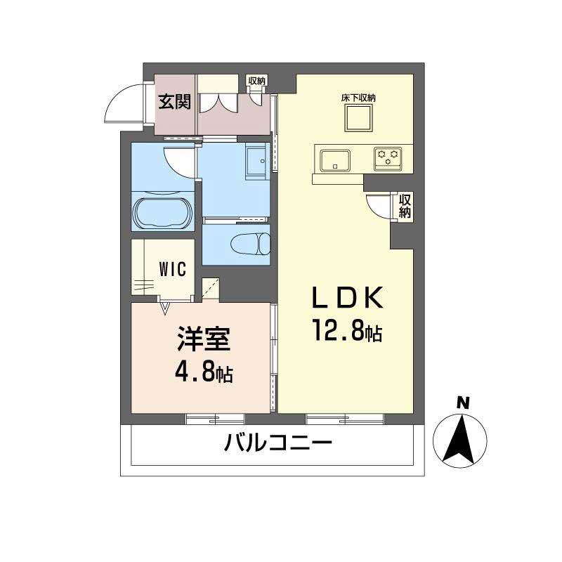 WITHPLUS上熊本駅前(1LDK/1階)の間取り写真