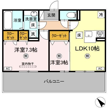 LAULEA(2LDK/1階)の間取り写真