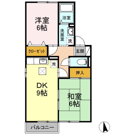 セジュールフォーレスト(2LDK/1階)の間取り写真