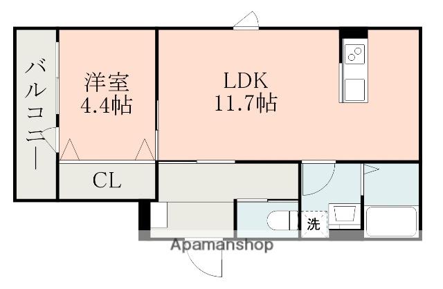 メゾンクレール長嶺南(1LDK/1階)の間取り写真