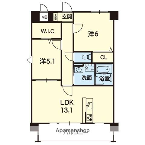 シエル大津イースト(2LDK/5階)の間取り写真