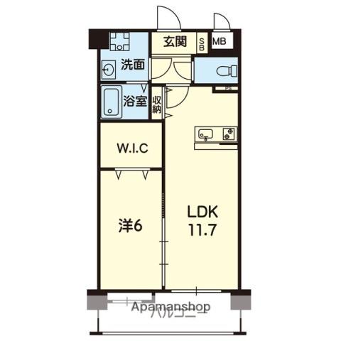 シエル大津イースト(1LDK/4階)の間取り写真