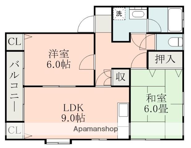 竹本コーポ(2DK/2階)の間取り写真