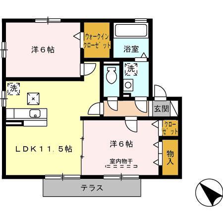 アプリコット.F I棟(2LDK/1階)の間取り写真