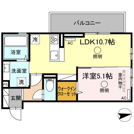 CREST(1LDK/3階)の間取り写真