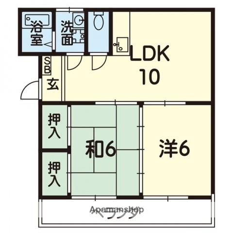 コーポセルシオ(2LDK/2階)の間取り写真