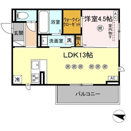 TORISIA飛田(1LDK/3階)の間取り写真
