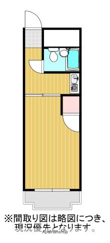 ハウル黒髪(1K/2階)の間取り写真