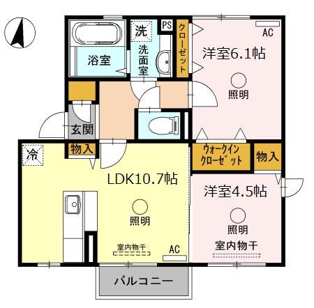 ブランシュール(2LDK/2階)の間取り写真
