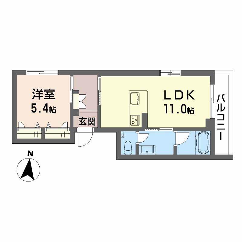 シャーメゾンHARU(1LDK/2階)の間取り写真