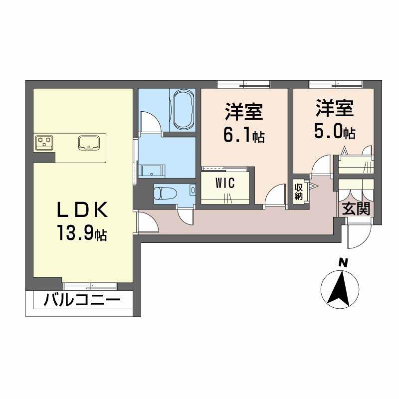 シャーメゾンHARU(2LDK/2階)の間取り写真