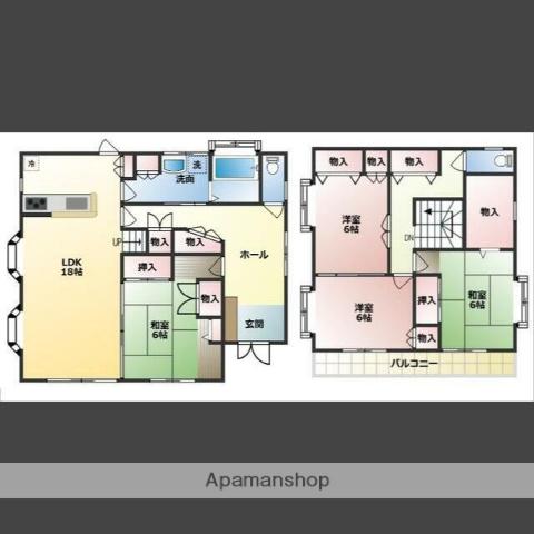 熊本県熊本市東区 2階建 築27年(4LDK)の間取り写真