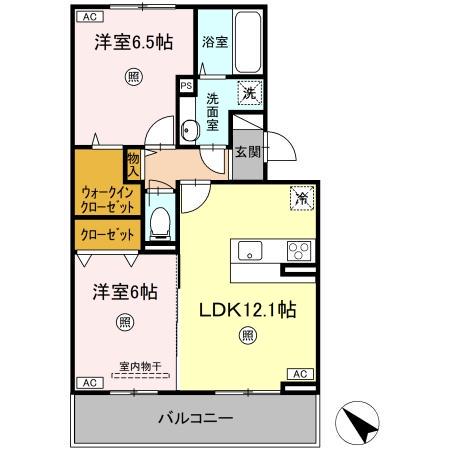 TSコート広崎(2LDK/3階)の間取り写真