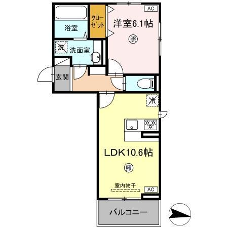 コートドール7(1LDK/2階)の間取り写真