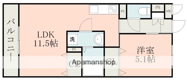 ソルーナ松橋(1LDK/3階)の間取り写真