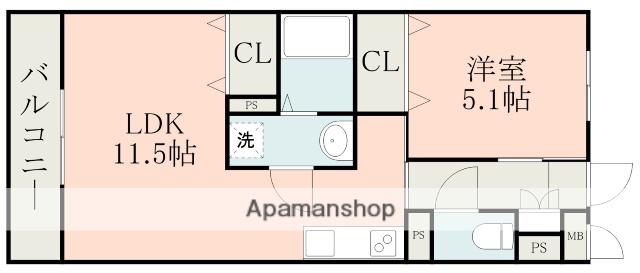 ソルーナ松橋(1LDK/4階)の間取り写真