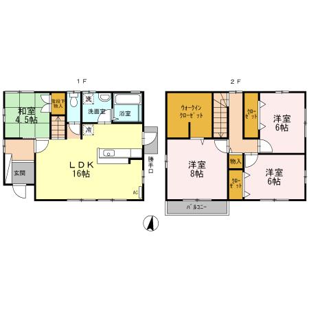 熊本県熊本市中央区 2階建 築15年(4LDK)の間取り写真