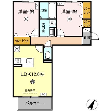 スペチアーレ・セレーナ(2LDK/2階)の間取り写真