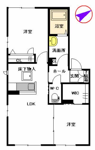 シャーメゾン・ヴィブレ2番館  A棟(2LDK/1階)の間取り写真