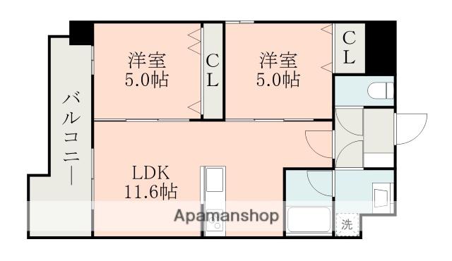 レジエル保田窪(2LDK/9階)の間取り写真
