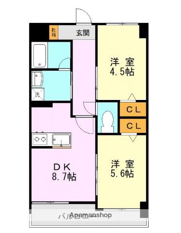 グレイスピア大津3(2DK/4階)の間取り写真