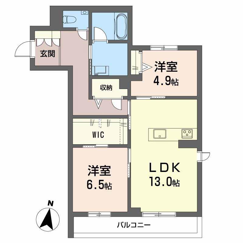 MOANA GARDEN 水前寺(2LDK/3階)の間取り写真