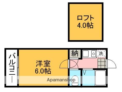 アップルハウス長嶺(1K/2階)の間取り写真