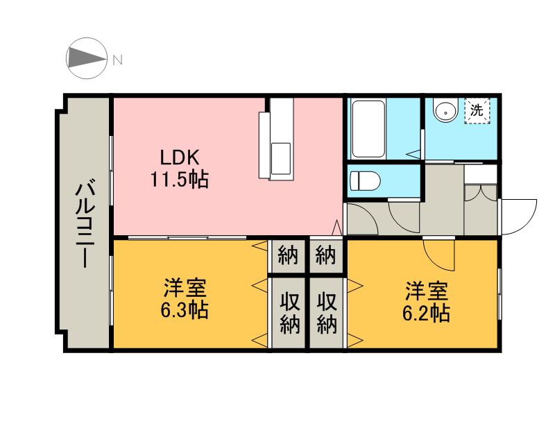 サンライズ桜木(2LDK/1階)の間取り写真