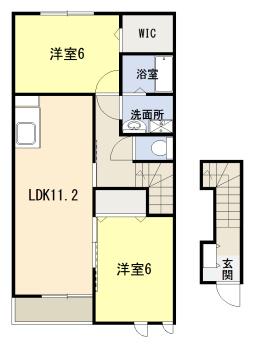 アウローラⅢ(2LDK/2階)の間取り写真