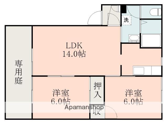 アビタシオン武蔵ヶ丘D(2LDK/1階)の間取り写真