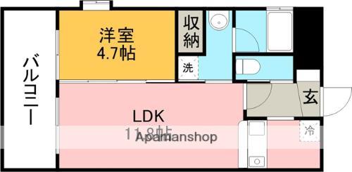 ALIVIO上水前寺(1LDK/6階)の間取り写真