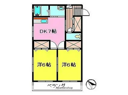 さくらマンション(2DK/2階)の間取り写真