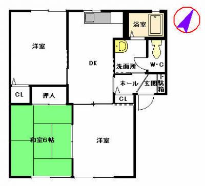 フレグランスB(3DK/1階)の間取り写真