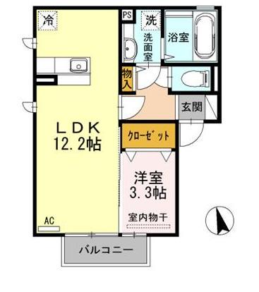 コーポ如月(1LDK/1階)の間取り写真