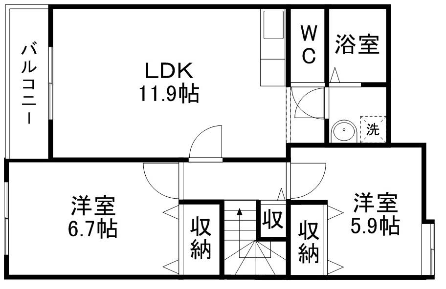 ファインシア(2LDK/2階)の間取り写真