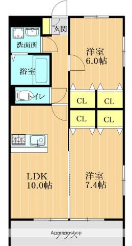 CRECIA(2LDK/2階)の間取り写真