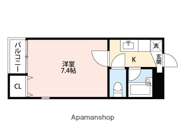 サングラッド黒髪(1K/2階)の間取り写真