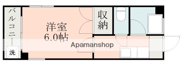熊本県熊本市中央区 3階建 築43年(1K/1階)の間取り写真