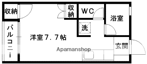 サンライズ渡鹿(ワンルーム/3階)の間取り写真
