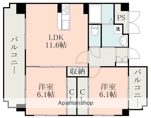 エルフィナ八王寺A棟(2LDK/5階)の間取り写真