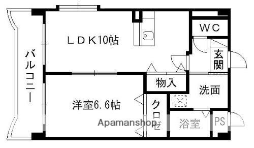 フローラ御幸(1LDK/1階)の間取り写真