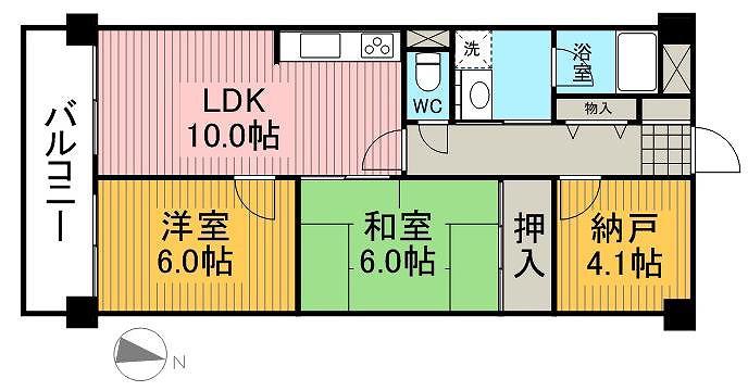 ダイアパレス出水(2SLDK/4階)の間取り写真