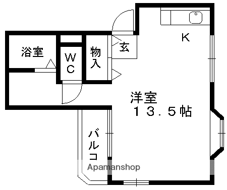 ペントハウス島崎(ワンルーム/1階)の間取り写真