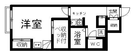 レオパレス西久保 Ⅰ(1K/1階)の間取り写真