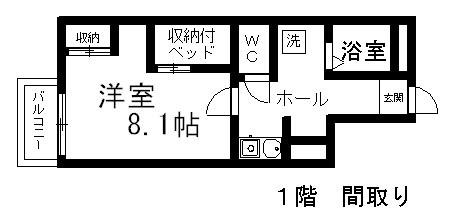 レオパレスS・Sタケノシタ(1K/1階)の間取り写真