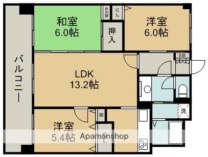 コアマンション新水前寺Ⅰ(3LDK/6階)の間取り写真