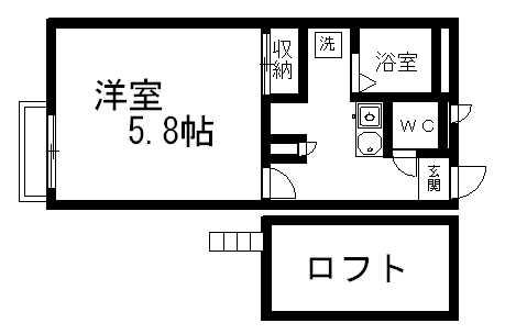 レオパレス新屋敷(1K/2階)の間取り写真