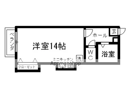 スカイハウス本荘(ワンルーム/1階)の間取り写真